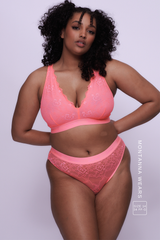 Signature Lace Fuller Cup Bralette & Brief - Neon Coral