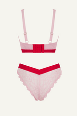 Signature Lace Fuller Cup Bralette & V Brazilian Set - Light Pink