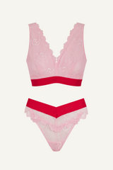 Signature Lace Fuller Cup Bralette & V Brazilian Set - Light Pink
