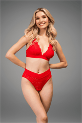Stretch Lace Brief - Red