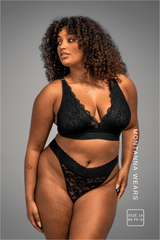 Stretch Lace Thong - Black