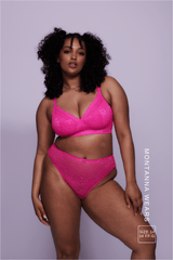 Signature Lace High Waisted Brief - Neon Pink