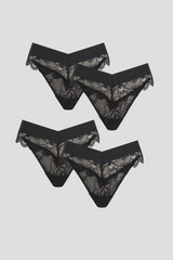 Signature Lace Brazillian 4 Pack - Black