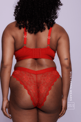 Signature Lace Fuller Cup Bralette & V Brazilian Set- Red