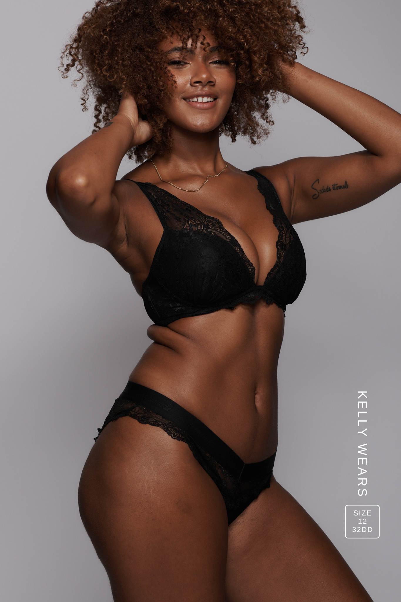 All Wonder, Push Up Bra & Brazilian Set - Black